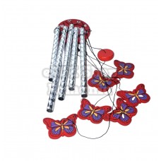 Clopotei de vant 5 tuburi,fluturasi,rosu,argintiu,40 cm